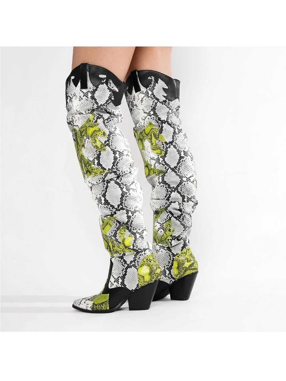 Cape Robbin Snake Print Reptile Leg Sleeve in Yellow and Black